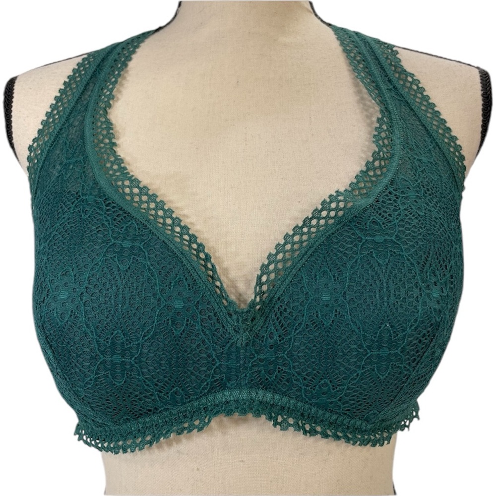 NWOT Victoria’s Secret Green Lace Stretch Racerback Bralette Size XL